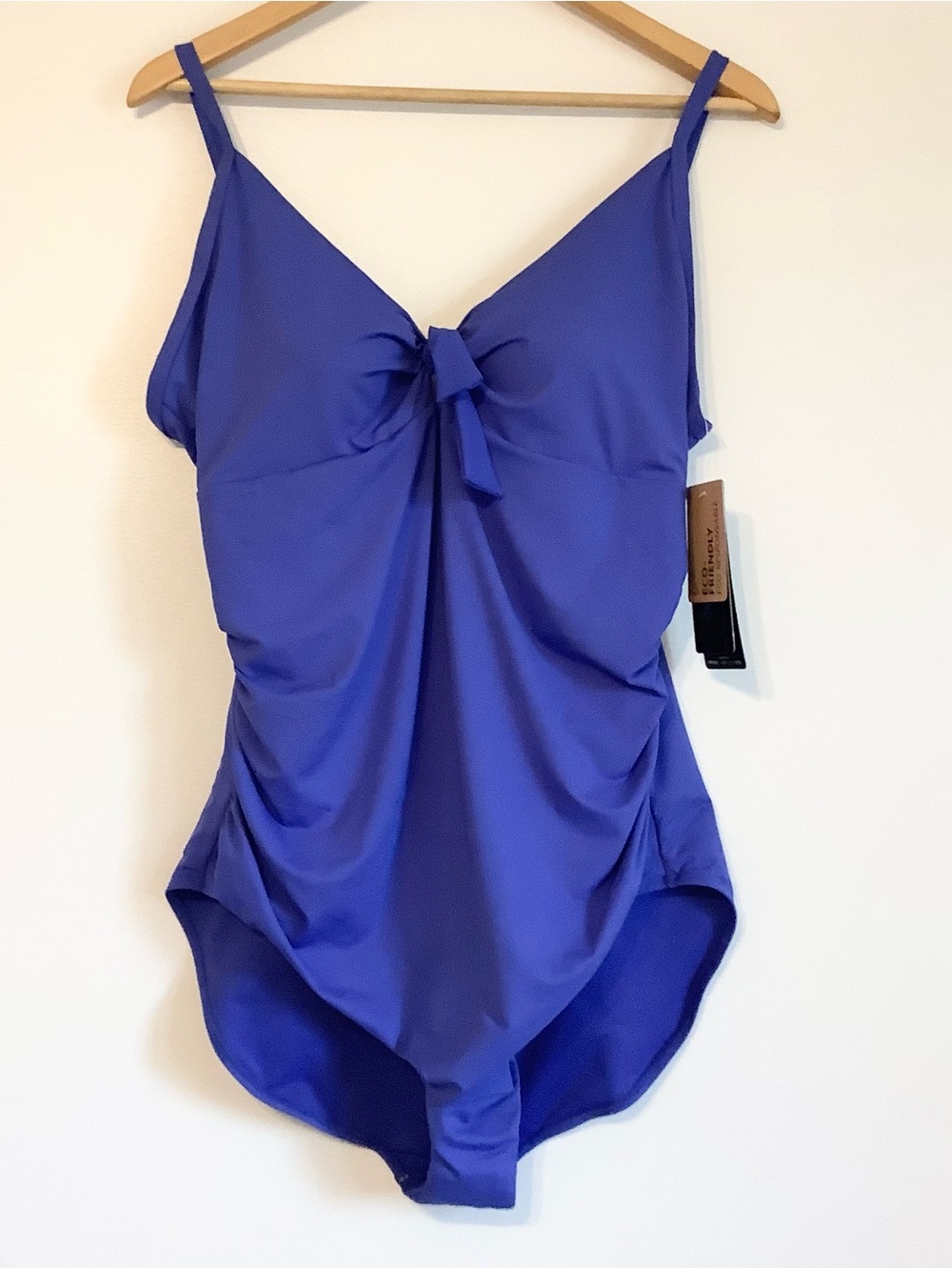 NEW Simon Chang Solutions Royal Blue One-Piece Swimsuit with Front Knot Sz. 14